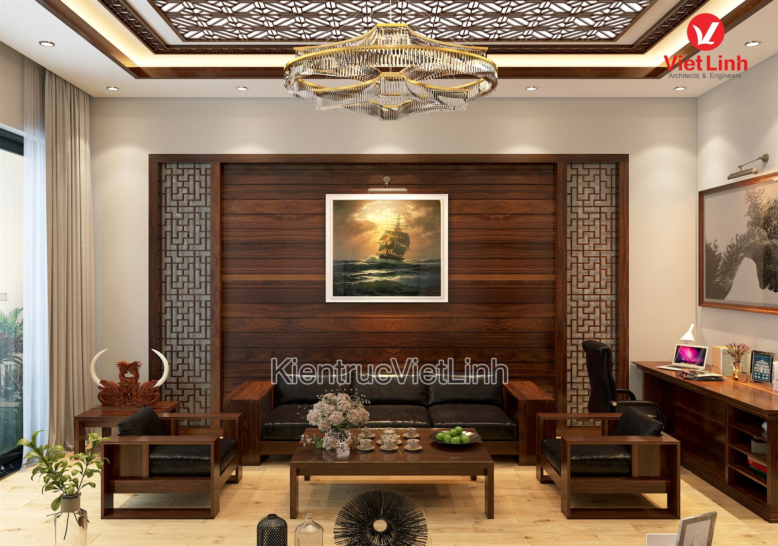 thiết kế nội thất phòng khách nhà anh Kỳ